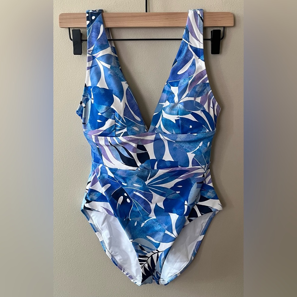 NWT Tommy Bahama Palm Modern Palma V-neck One Piece Mare Navy Women's Size 4